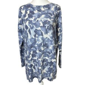 J.Jill Pure Jill Oversized Sweater Medium Watercolor Floral Blue Coquette Artsy